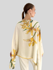 CASHMERE PRINTED PONCHO: DANCING LADY FLOWERS: YELLOW