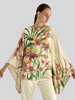 CASHMERE PRINTED PONCHO: DANCING LADY FLOWERS: PINK