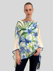 CASHMERE PRINTED PONCHO: DANCING LADY FLOWERS: BLUE