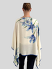 CASHMERE PRINTED PONCHO: DANCING LADY FLOWERS: BLUE