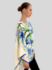 CASHMERE PRINTED PONCHO: DANCING LADY FLOWERS: BLUE