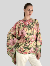 CASHMERE PRINTED PONCHO: SICILY: VANILLA