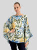 CASHMERE PRINTED PONCHO: SICILY: BLUE