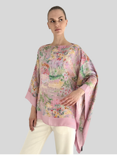 CASHMERE PRINTED PONCHO: SPELLO: PINK
