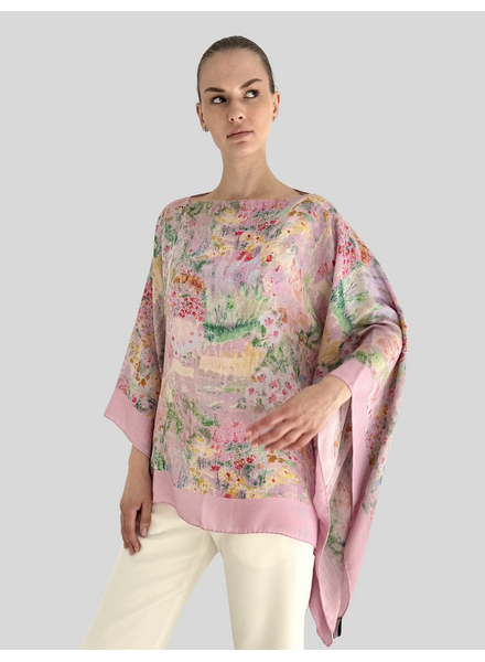 CASHMERE PRINTED PONCHO: SPELLO: PINK