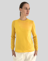SUPERFINE LIGHT WEIGHT CREW SWEATER: YELLOW