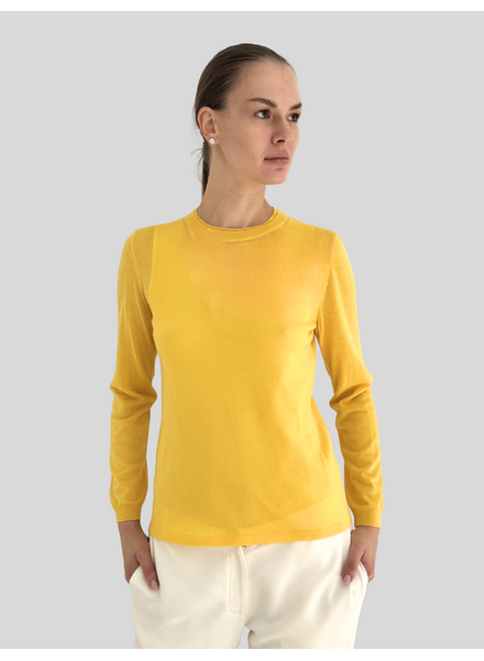 SUPERFINE LIGHT WEIGHT CREW SWEATER: YELLOW