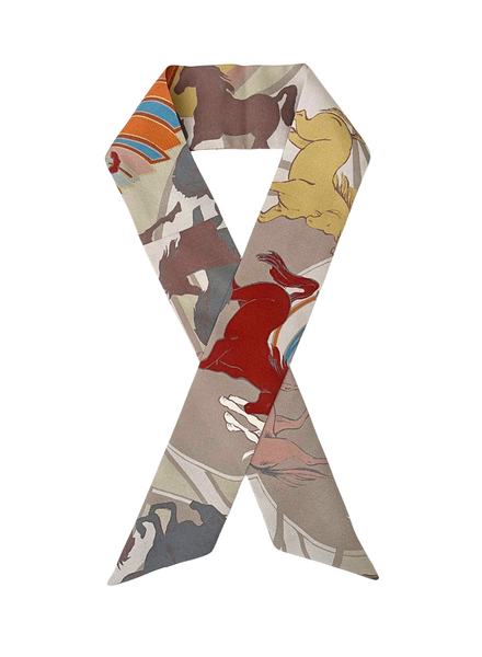 SILK TWILLY:GALOPPING HORSES PRINT MULTI-32" x 3