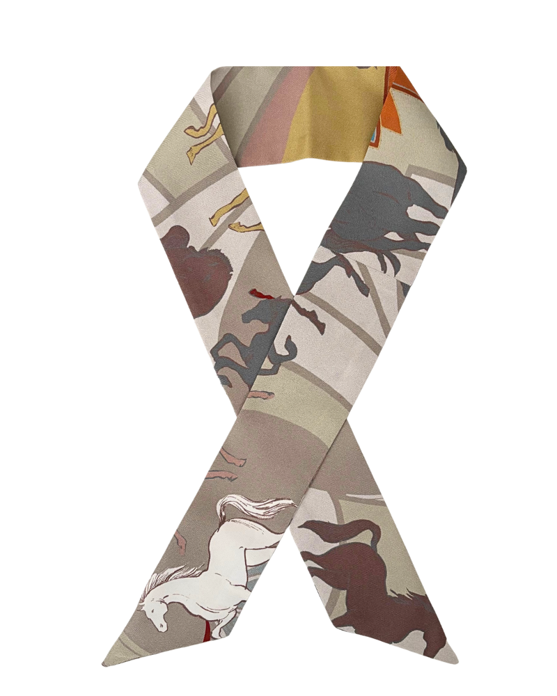 SILK TWILLY:GALOPPING HORSES PRINT MULTI-32" x 3