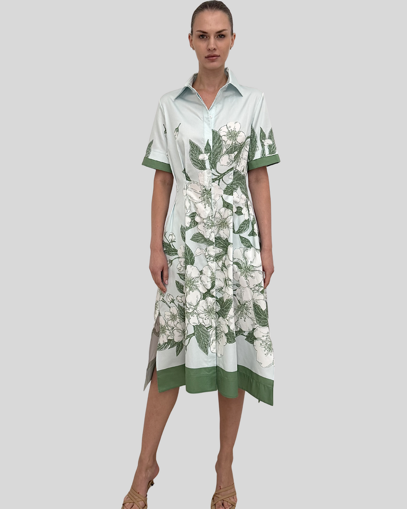 HALF-SLEEVES DRESS: APPLE BLOSSOM: LIGHT BLUE