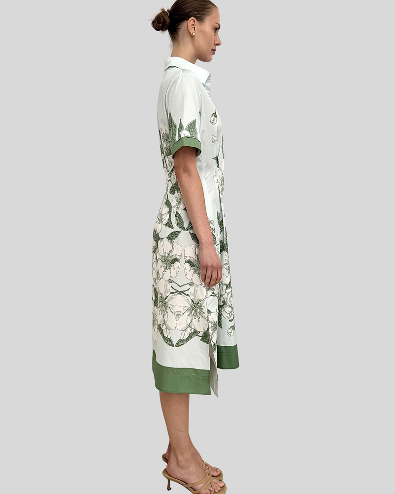 HALF-SLEEVES DRESS: APPLE BLOSSOM: LIGHT BLUE
