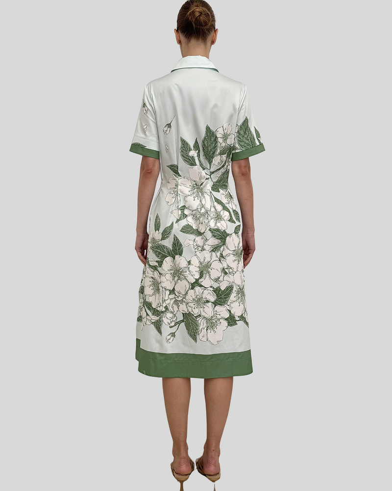HALF-SLEEVES DRESS: APPLE BLOSSOM: LIGHT BLUE