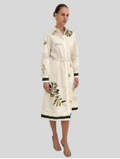 LONG SLEEVE DRESS WITH BELT: OLIVES: GREEN