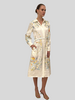SHIRT DRESS WITH BELT: JACQUARD PEACOCK PRINTED: IVORY