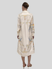 SHIRT DRESS WITH BELT: JACQUARD PEACOCK PRINTED: IVORY