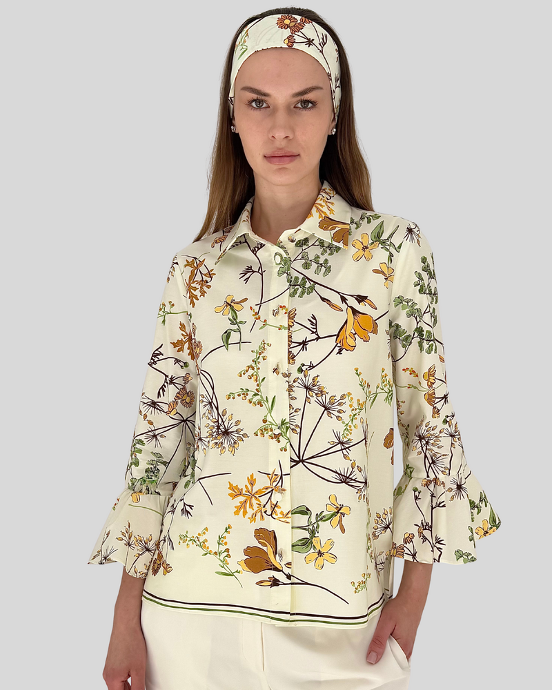 CLASSIC SHIRT RUFFLE SLEEVE: MARGARITA: IVORY