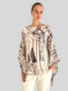 CASHMERE PRINTED PONCHO: MODERN COMO: BROWN