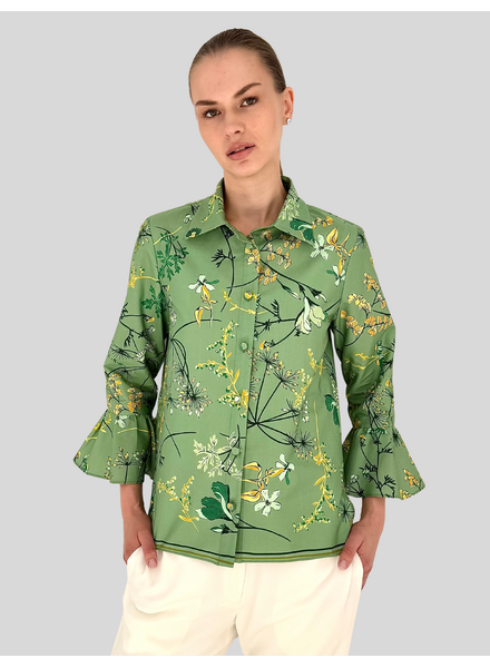 CLASSIC SHIRT RUFFLE SLEEVE: MARGARITA: GREEN