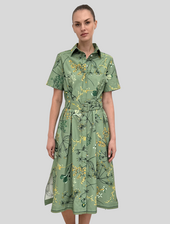 HALF-SLEEVES DRESS WITH BELT: MARGARITA: GREEN