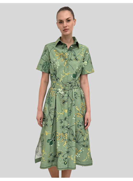 HALF-SLEEVES DRESS WITH BELT: MARGARITA: GREEN