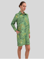 LONG SLEEVE SHIRT DRESS: MARGARITA: GREEN