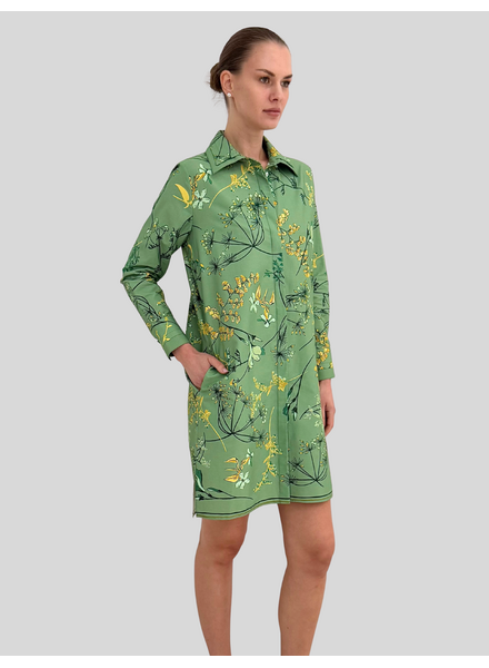 LONG SLEEVE SHIRT DRESS: MARGARITA: GREEN