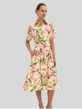 HALF-SLEEVES DRESS: SICILY: VANILLA