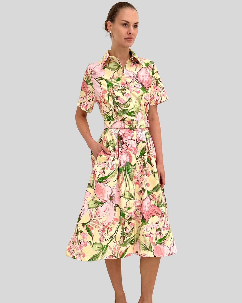HALF-SLEEVES DRESS: SICILY: VANILLA