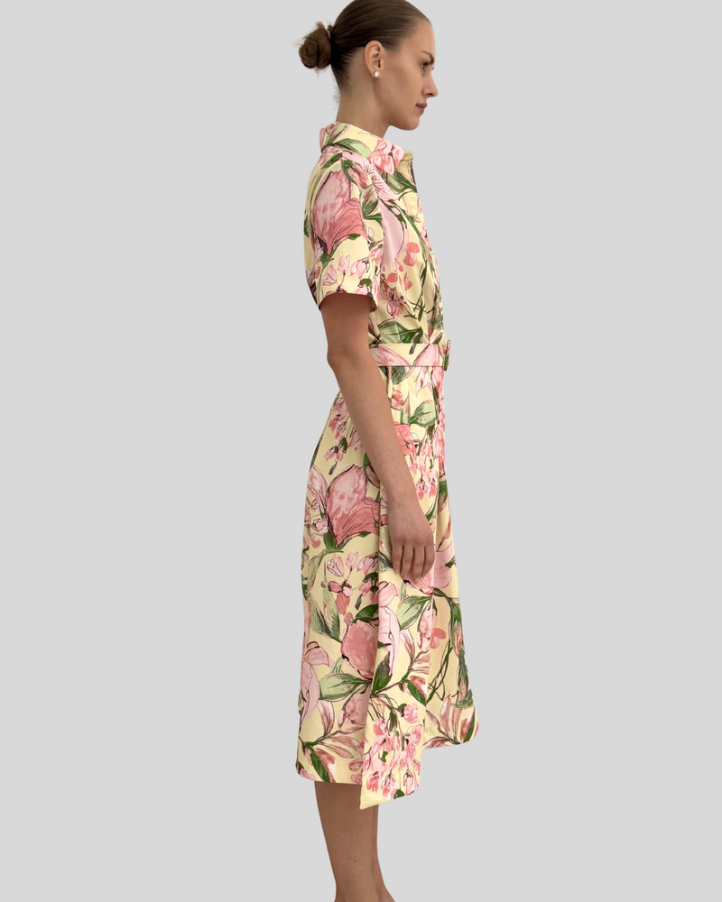 HALF-SLEEVES DRESS: SICILY: VANILLA