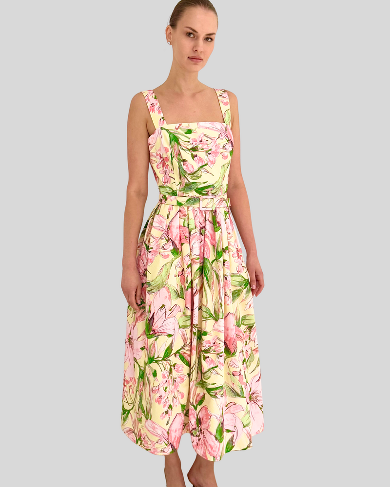 DRESS WITH BELT:  SICILY: VANILLA