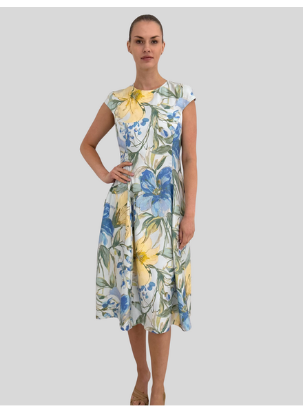 LONG DRESS WITH CAP SLEEVES: SICILY: BLUE