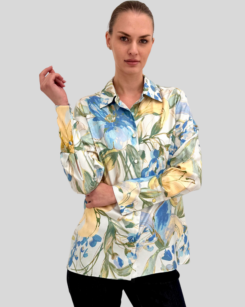 LONG SLEEVE SHIRT:  SICILY: BLUE