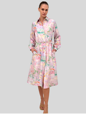 SHIRT DRESS WITH BELT: SPELLO: PINK