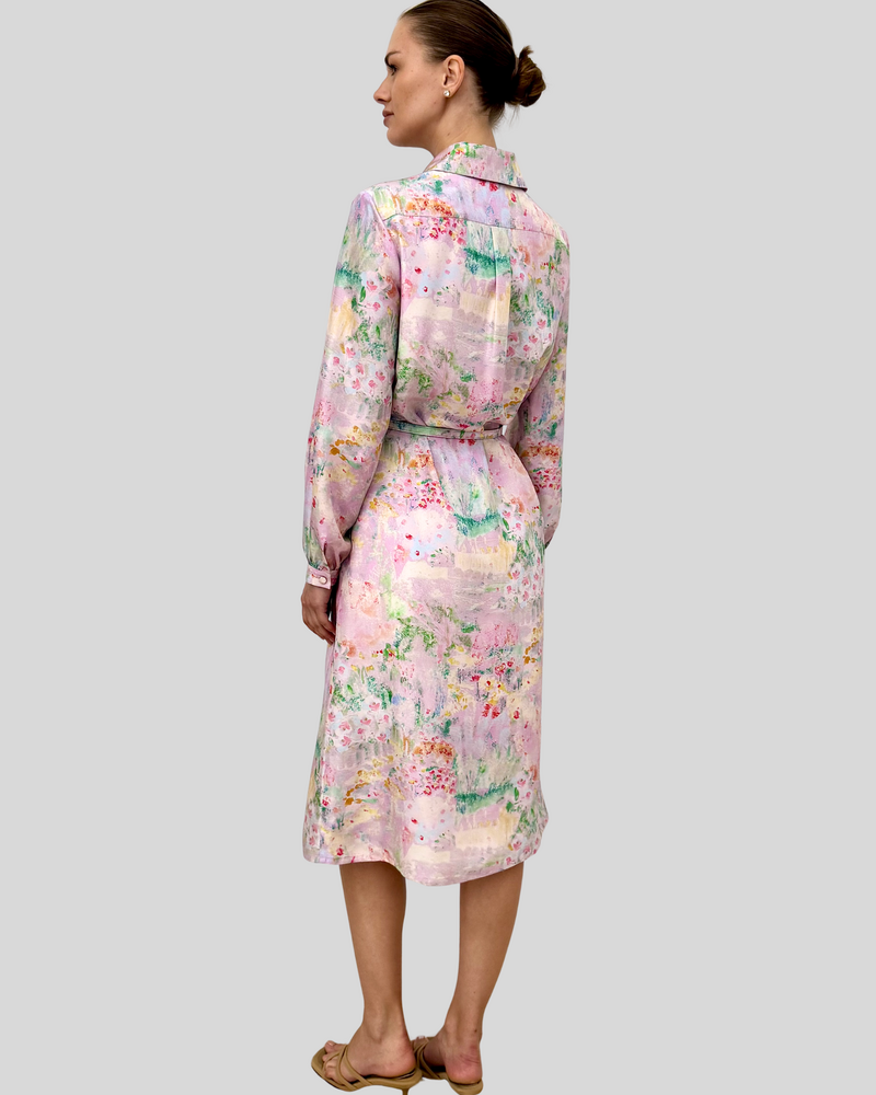 SHIRT DRESS WITH BELT: SPELLO: PINK