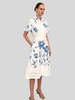 HALF-SLEEVES DRESS: EMBROIDERY: BLUE
