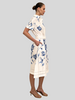 HALF-SLEEVES DRESS: EMBROIDERY: BLUE
