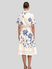 HALF-SLEEVES DRESS: EMBROIDERY: BLUE