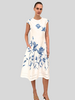 LONG DRESS WITH CAP SLEEVES: EMBROIDERY: BLUE