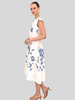 LONG DRESS WITH CAP SLEEVES: EMBROIDERY: BLUE