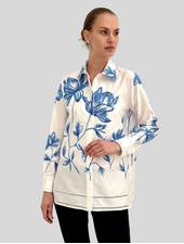 COLLARED EMBROIDERED SHIRT: BLUE