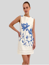 SLEEVELESS DRESS: EMBROIDERY: BLUE