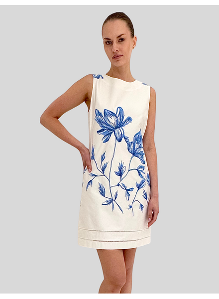 SLEEVELESS DRESS: EMBROIDERY: BLUE