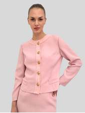 TWEED CREWNECK JACKET: PINK