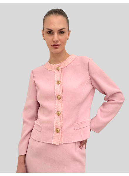 TWEED CREWNECK JACKET: PINK