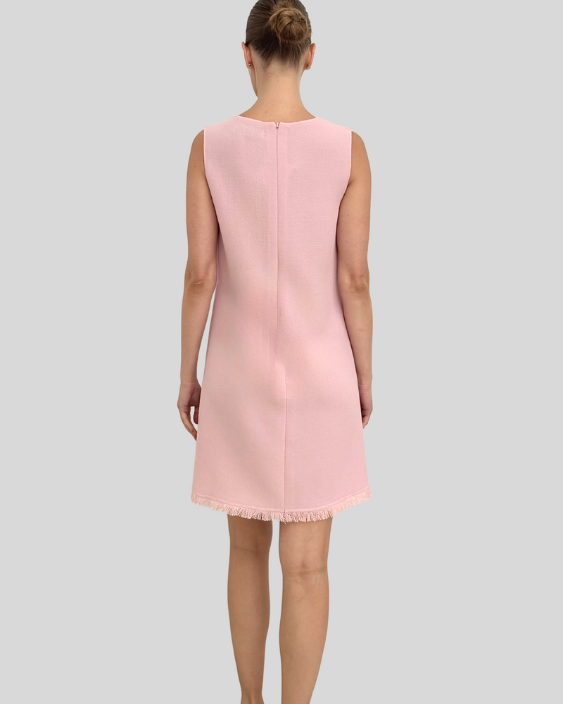 SLEEVELESS DRESS: TWEED: PINK