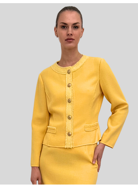 TWEED CREWNECK JACKET: YELLOW