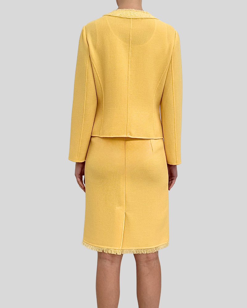 TWEED CREWNECK JACKET: YELLOW