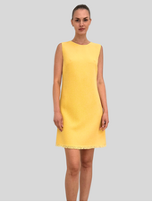SLEEVELESS DRESS: TWEED: YELLOW