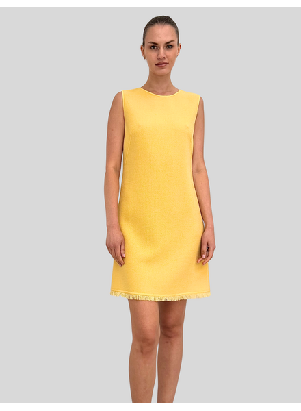 SLEEVELESS DRESS: TWEED: YELLOW