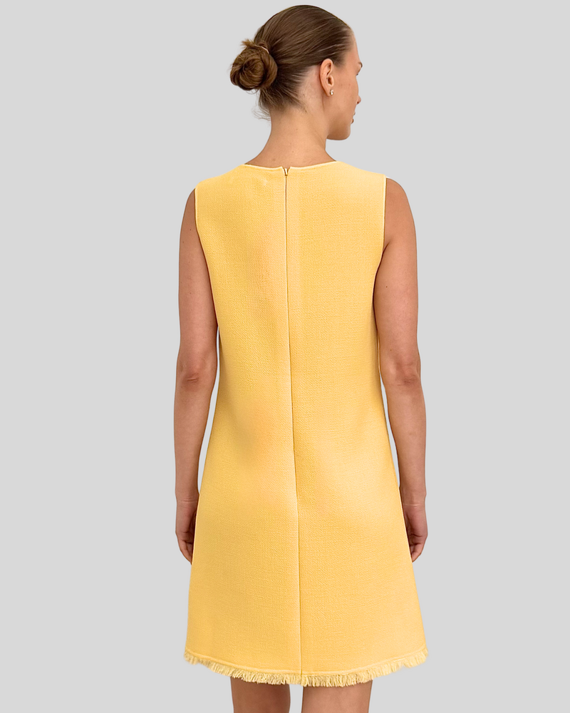 SLEEVELESS DRESS: TWEED: YELLOW